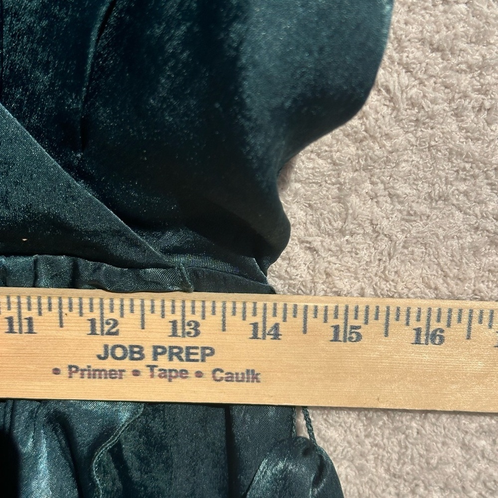 Lulus Wrapped Up In Love Dark Green Satin Faux Wrap Midi Dress M - Picture 8 of 10